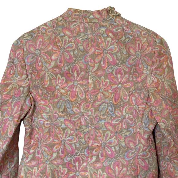 AKRIS PUNTO Floral Print Jacquard Blazer Jacket  Pink Pastel, Size 6 - Picture 7 of 13